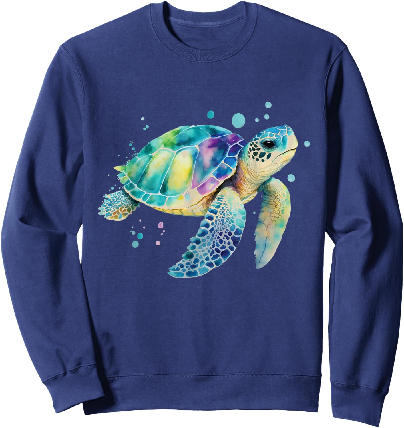 Turtle Splash Artwork - Beach Ocean Wildlife Animal Lover Sweatshirt - Sweatshirt | Navy
