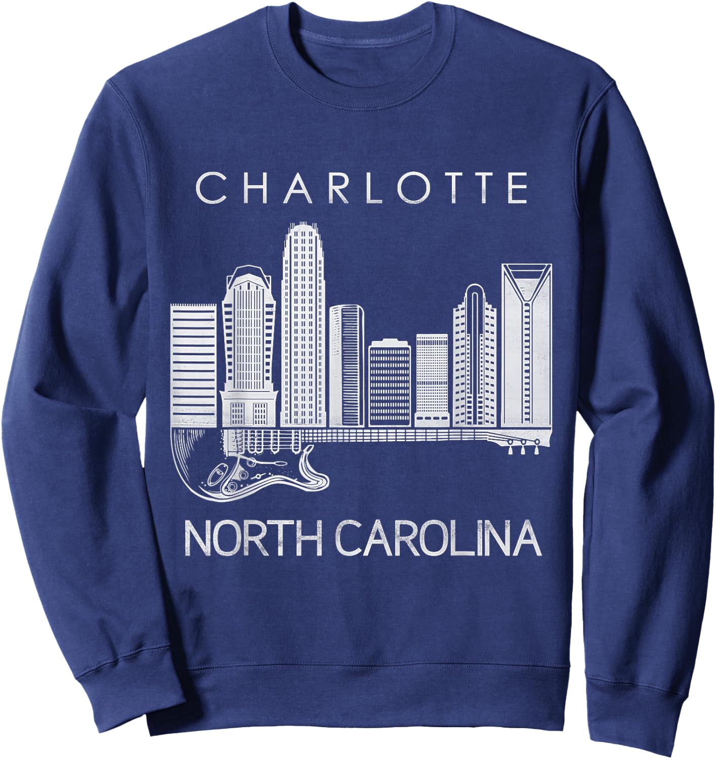 Charlotte Souvenir Men North Carolina Souvenir Music Guitar Sweatshirt - Sweatshirt | Navy