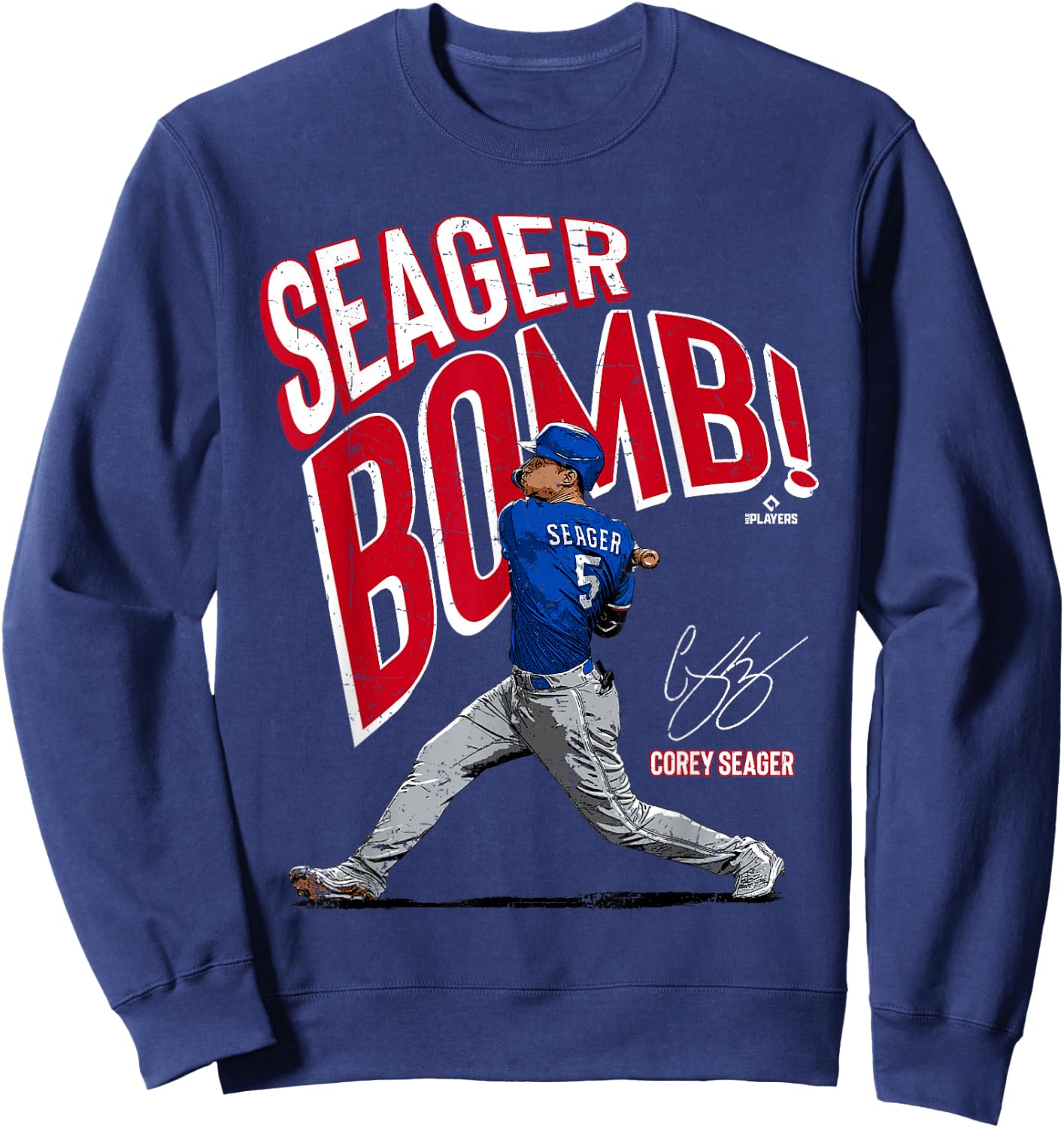 Seagerbomb Corey Seager Texas MLBPA Sweatshirt - Sweatshirt | Navy
