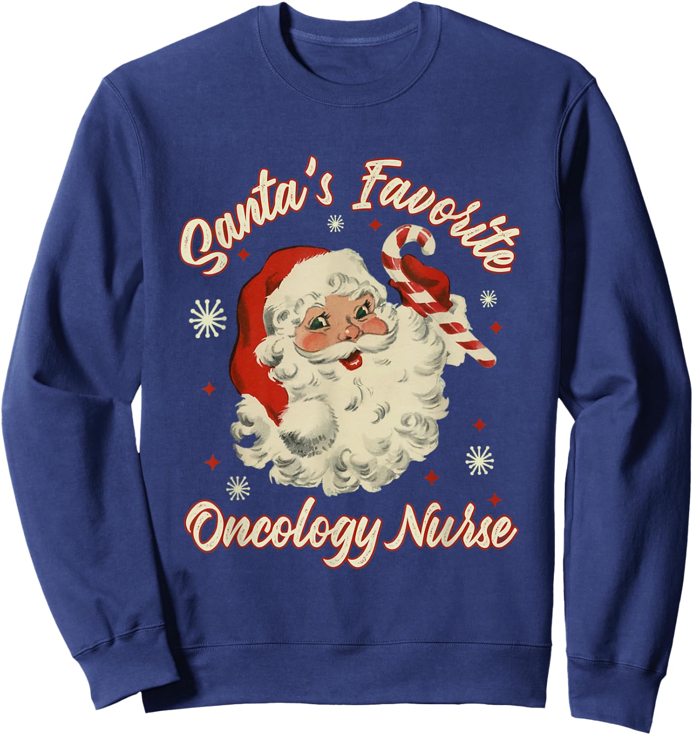 Santa's Favorite Oncology Nurse Vintage Christmas Chemo Sweatshirt - Sweatshirt | Navy