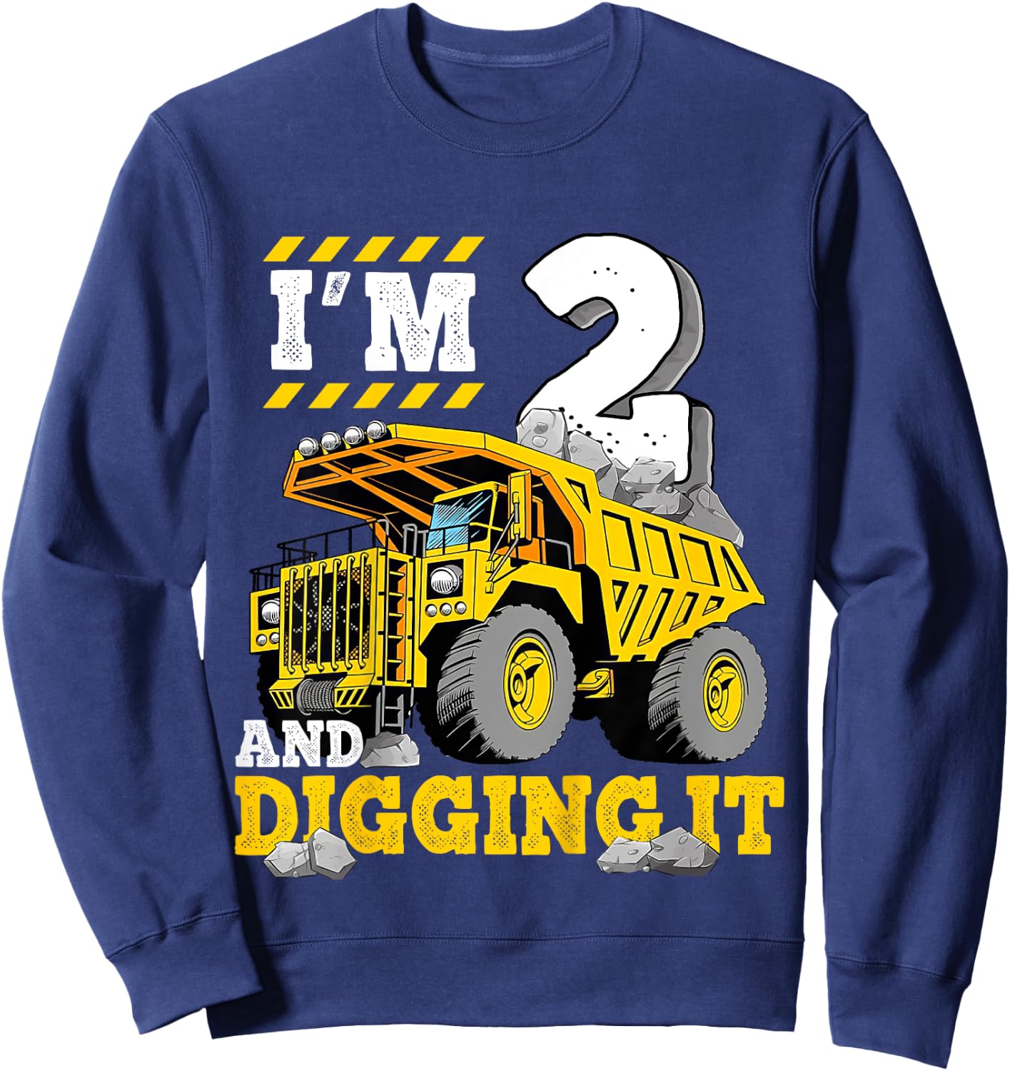 Two 2th Birthday Cool Construction Truck 2yr Boy 2 Years Old Sweatshirt - Sweatshirt | Navy