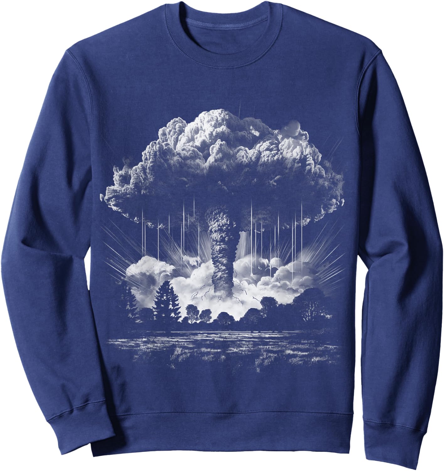 Atomic Bomb Nuclear Fission Nuke Mushroom Cloud Vintage Sweatshirt - Sweatshirt | Navy
