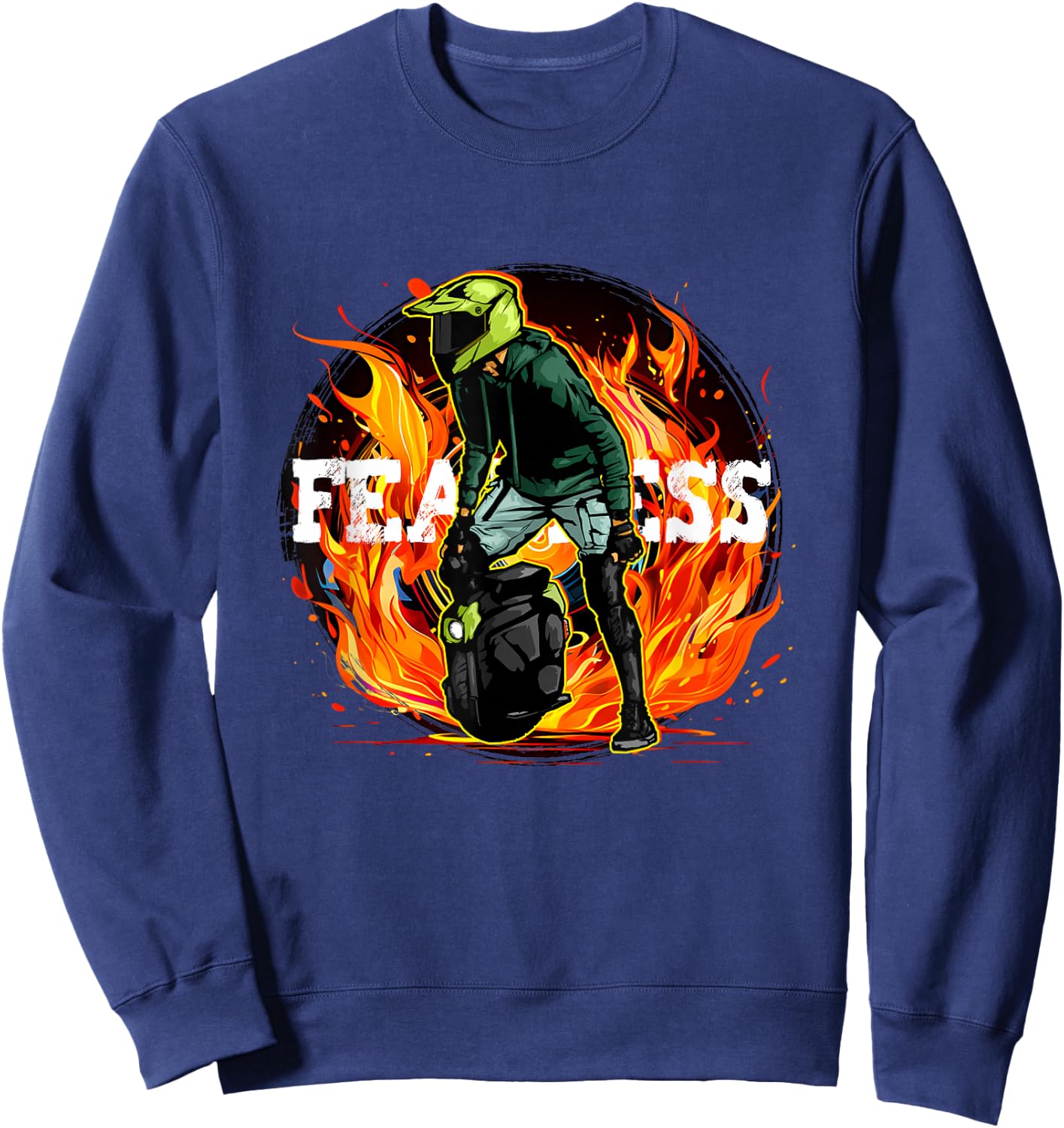 Fire and Flames electric Unicycle Stuntman Sweatshirt - Sweatshirt | Navy