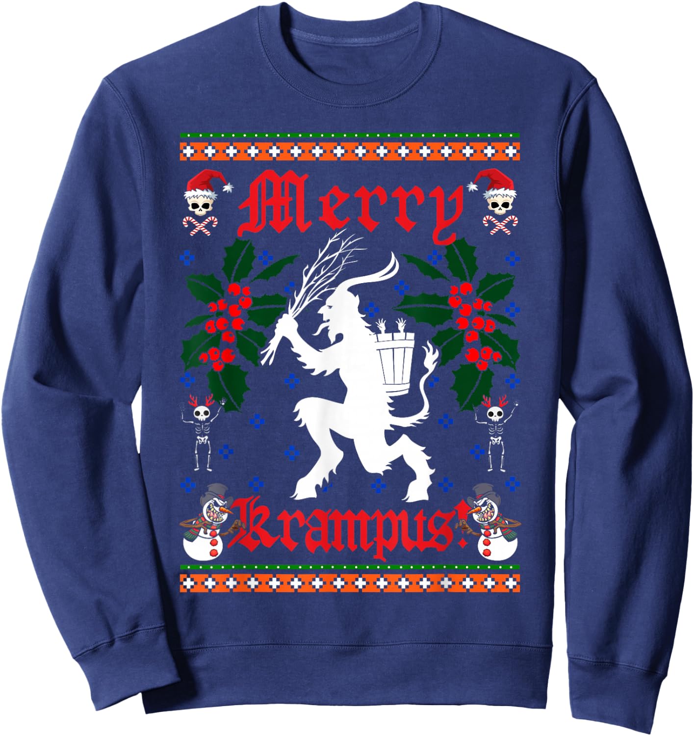 Funny Krampus Men Women Kids Merry Krampus Ugly Christmas Sweatshirt - Sweatshirt | Navy