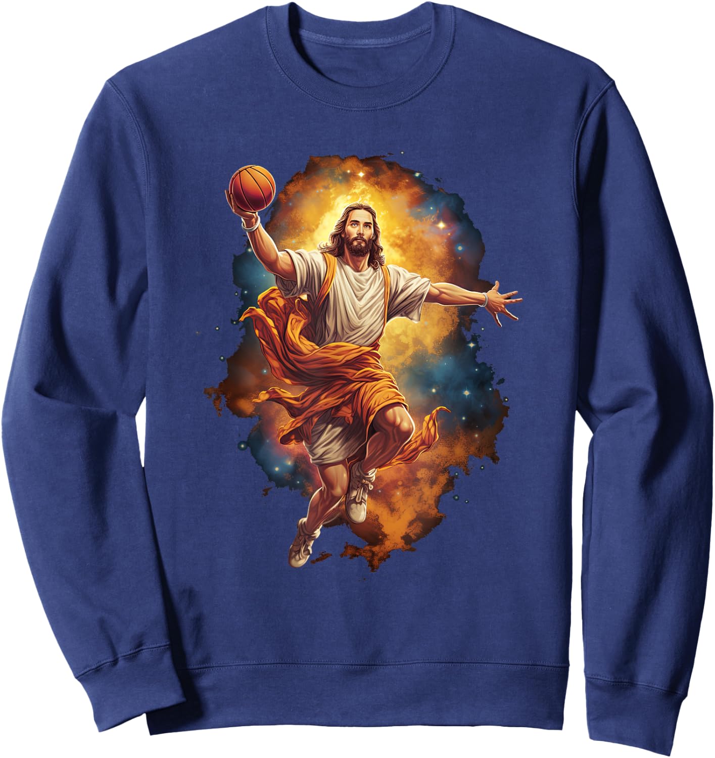 Funny Jesus Playing Basketball Sweatshirt - Sweatshirt | Navy