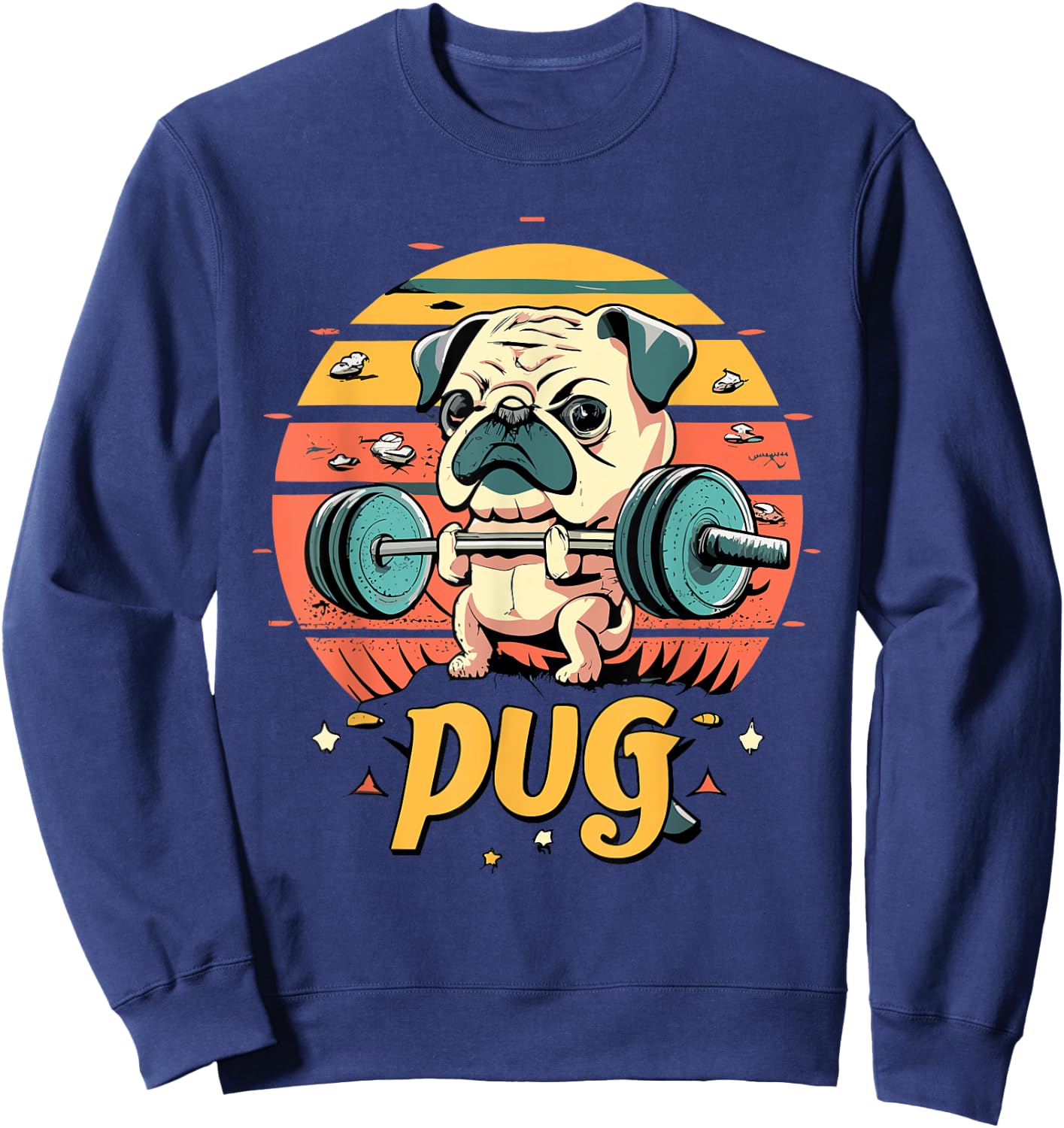 Pug Weightlifting Funny Deadlift Men Fitness Gym Workout Sweatshirt - Sweatshirt | Navy
