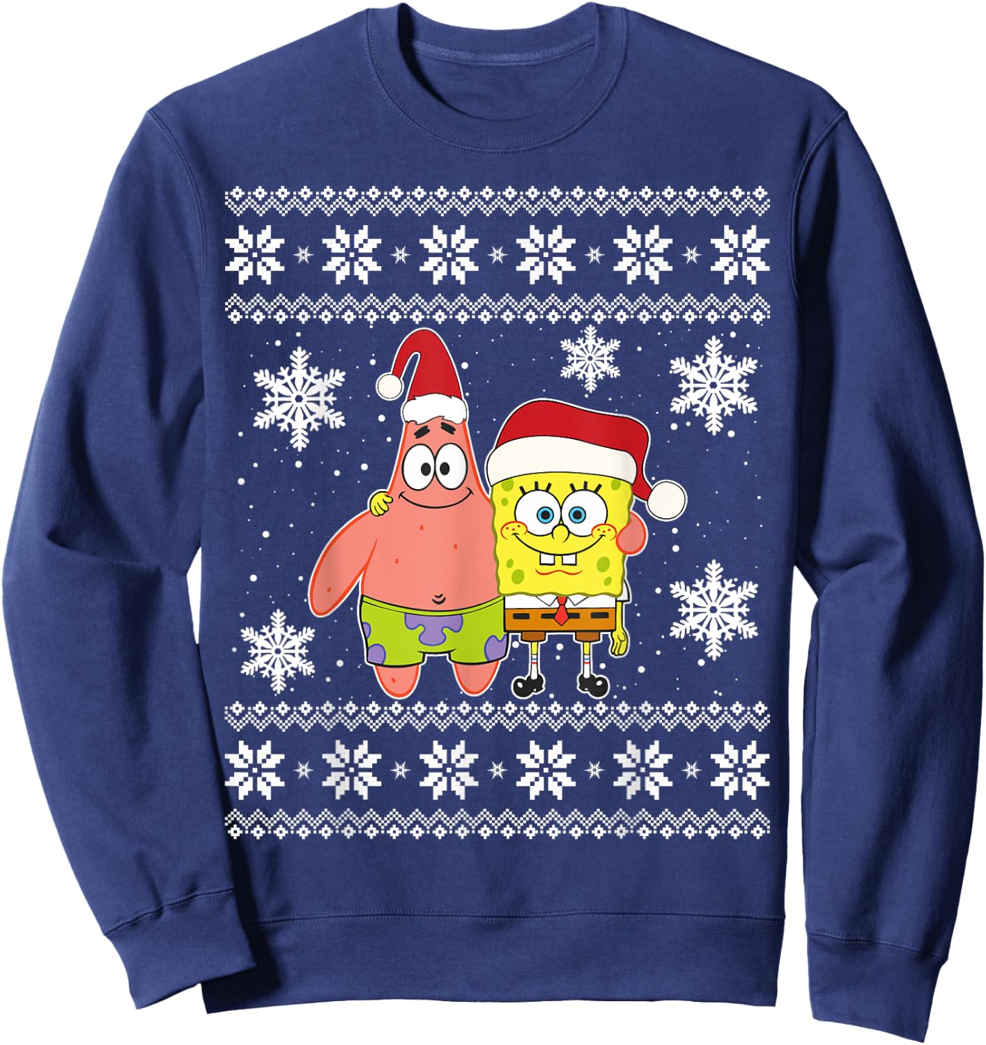 Mademark x SpongeBob SquarePants - Spongebob And Patrick Best Friends Holiday Christmas Graphic Sweatshirt - Sweatshirt | Navy