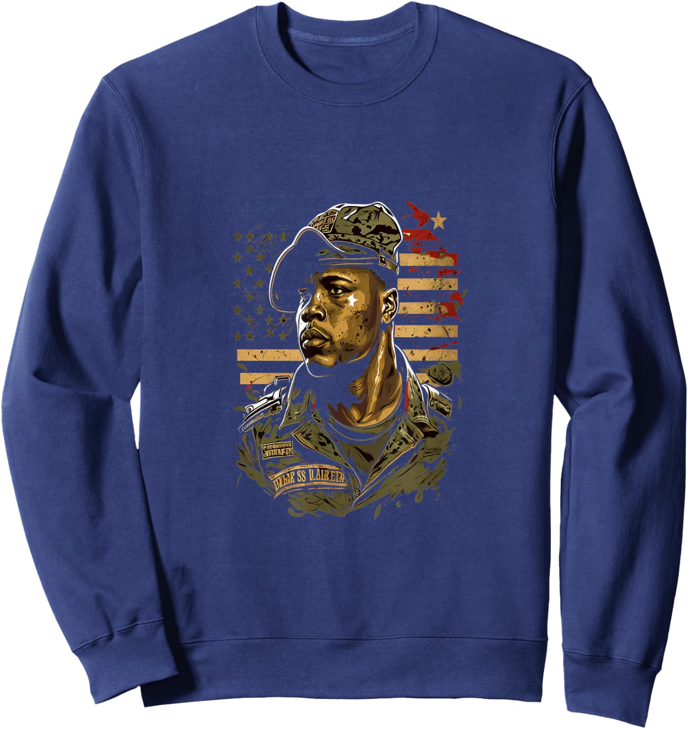 Memorial Day Veteran African American USA Flag 4th of July Men Sweatshirt - Sweatshirt | Navy