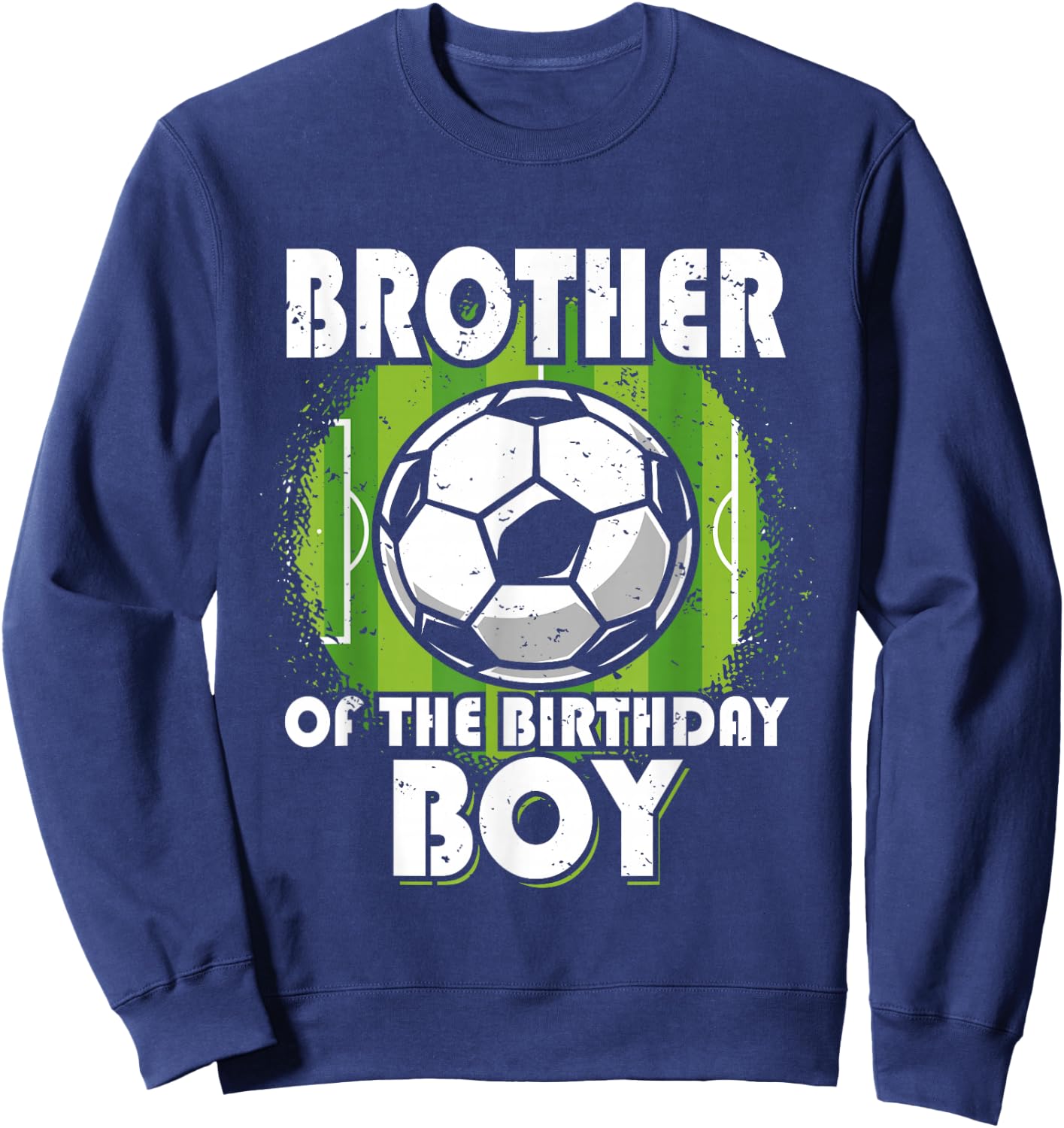 Brother Of The Birthday Boy Soccer Player Retro Style Sweatshirt - Sweatshirt | Navy
