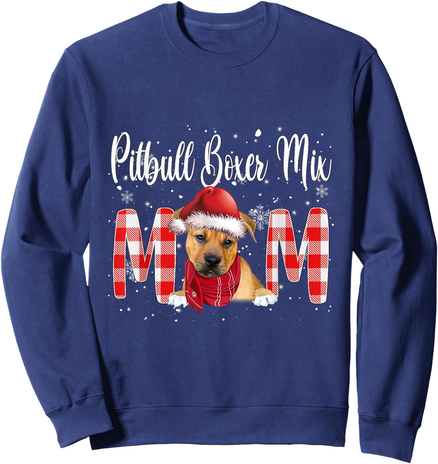 Pitbull Boxer Mix Dog Mom Dad Family Costume DIY Christmas Sweatshirt - Sweatshirt | Navy
