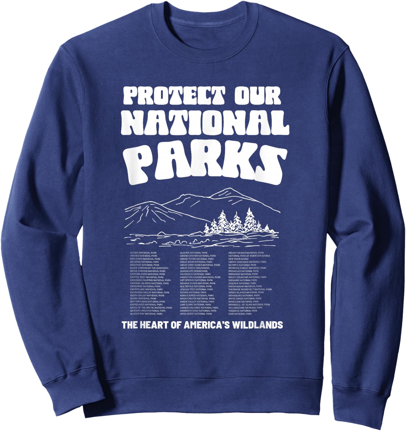 Vintage Granola Girl Aesthetic Protect Our National Parks Sweatshirt - Sweatshirt | Navy