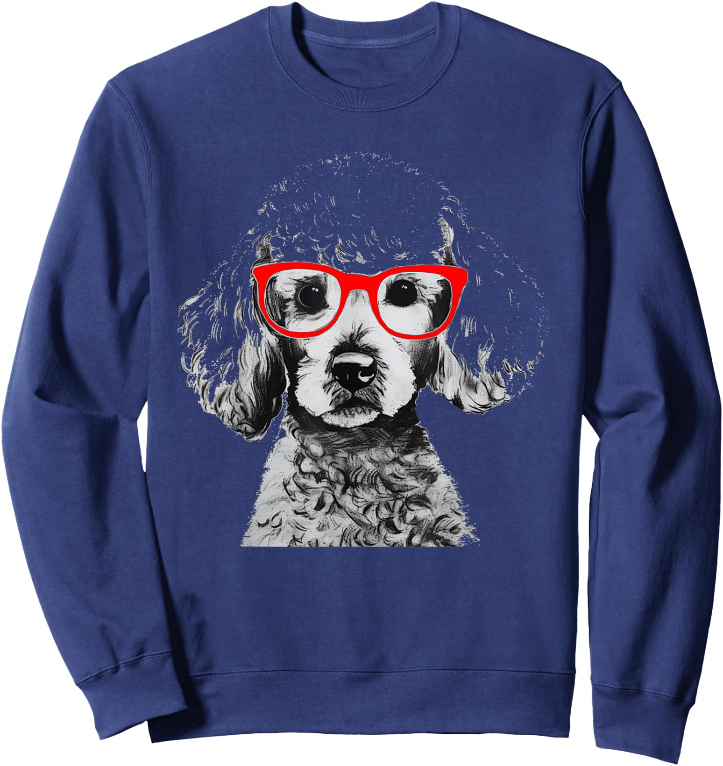 Sock Hop 50s Costume Poodle Shirt Red Glasses 1950's Sweatshirt - Sweatshirt | Navy