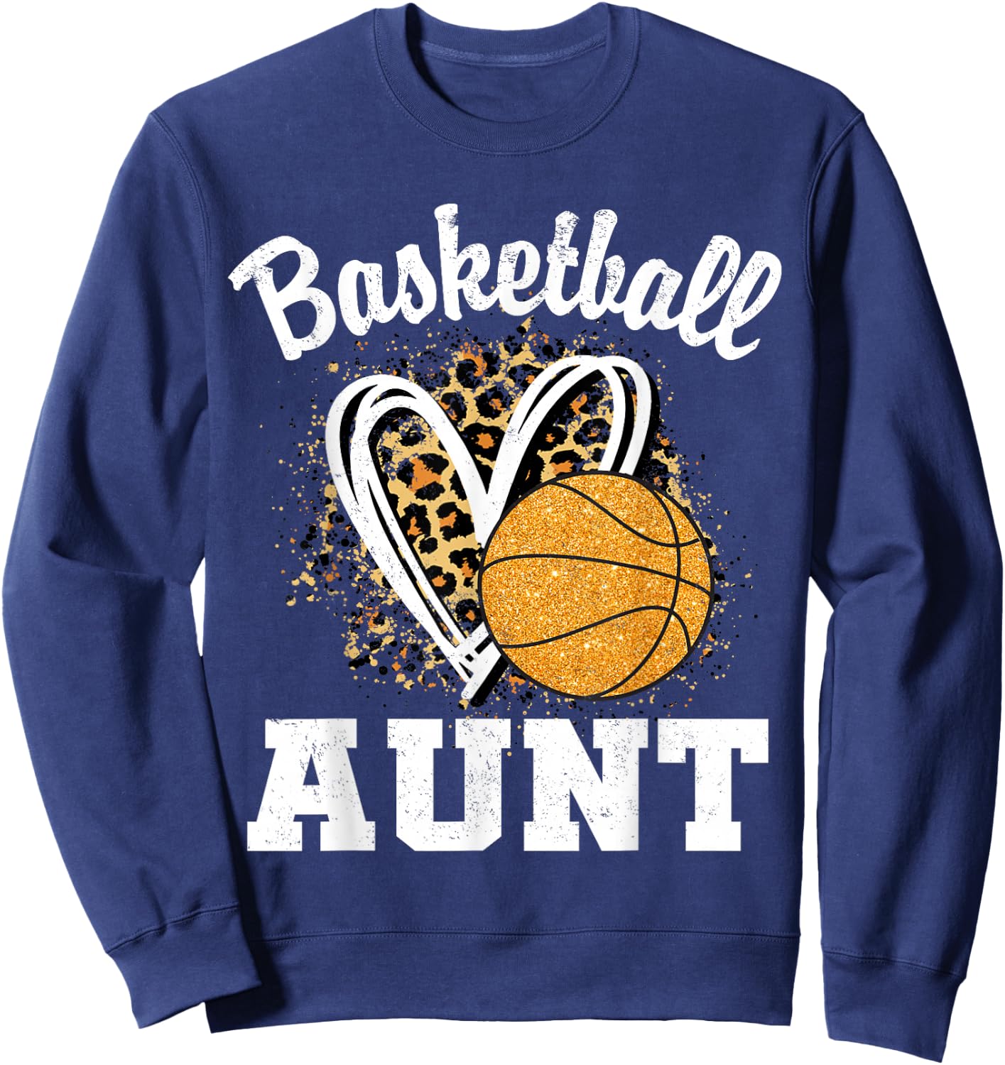 Basketball Aunt Leopard Heart Sweatshirt - Sweatshirt | Navy
