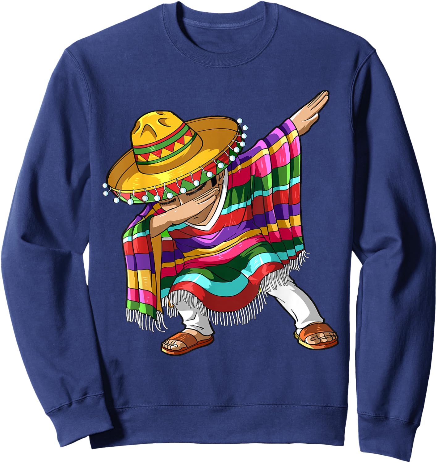 Dabbing Mexican Poncho Cinco de Mayo Boys Men Sombrero Dab Sweatshirt - Sweatshirt | Navy