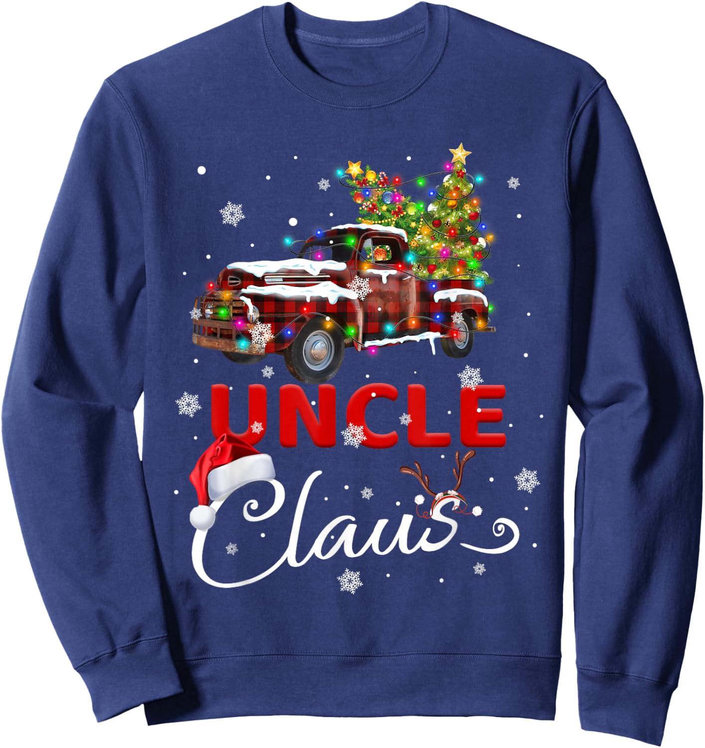 Uncle Claus Truck Santa Christmas Family Santa Men Women Sweatshirt - Sweatshirt | Navy