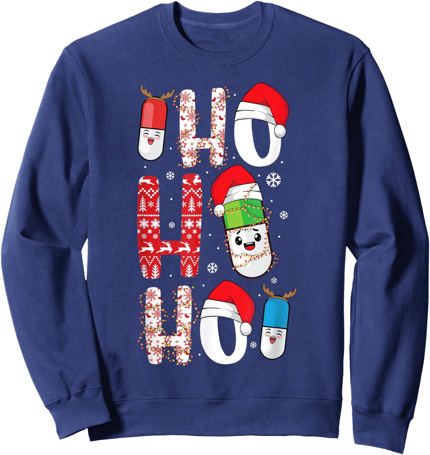 Holiday Pills Christmas Funny Pharmacy Technician Pharmacist Sweatshirt - Sweatshirt | Navy
