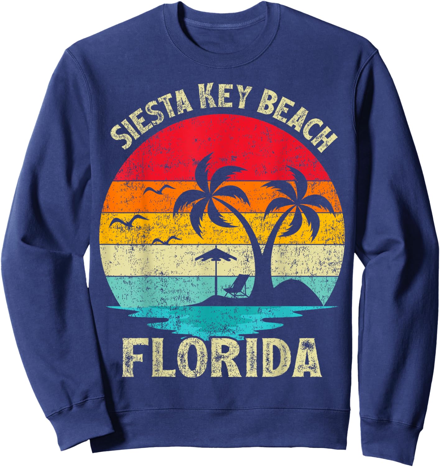 Family Vacation Vintage Retro Florida Siesta Key Beach Women Girls Kids Sweatshirt - Sweatshirt | Navy