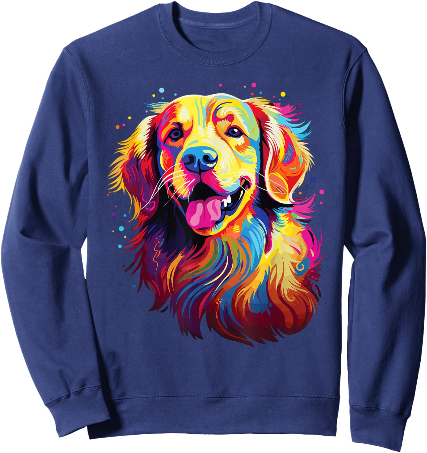 Watercolor Colorful Golden Retriever Dog Sweatshirt - Sweatshirt | Navy
