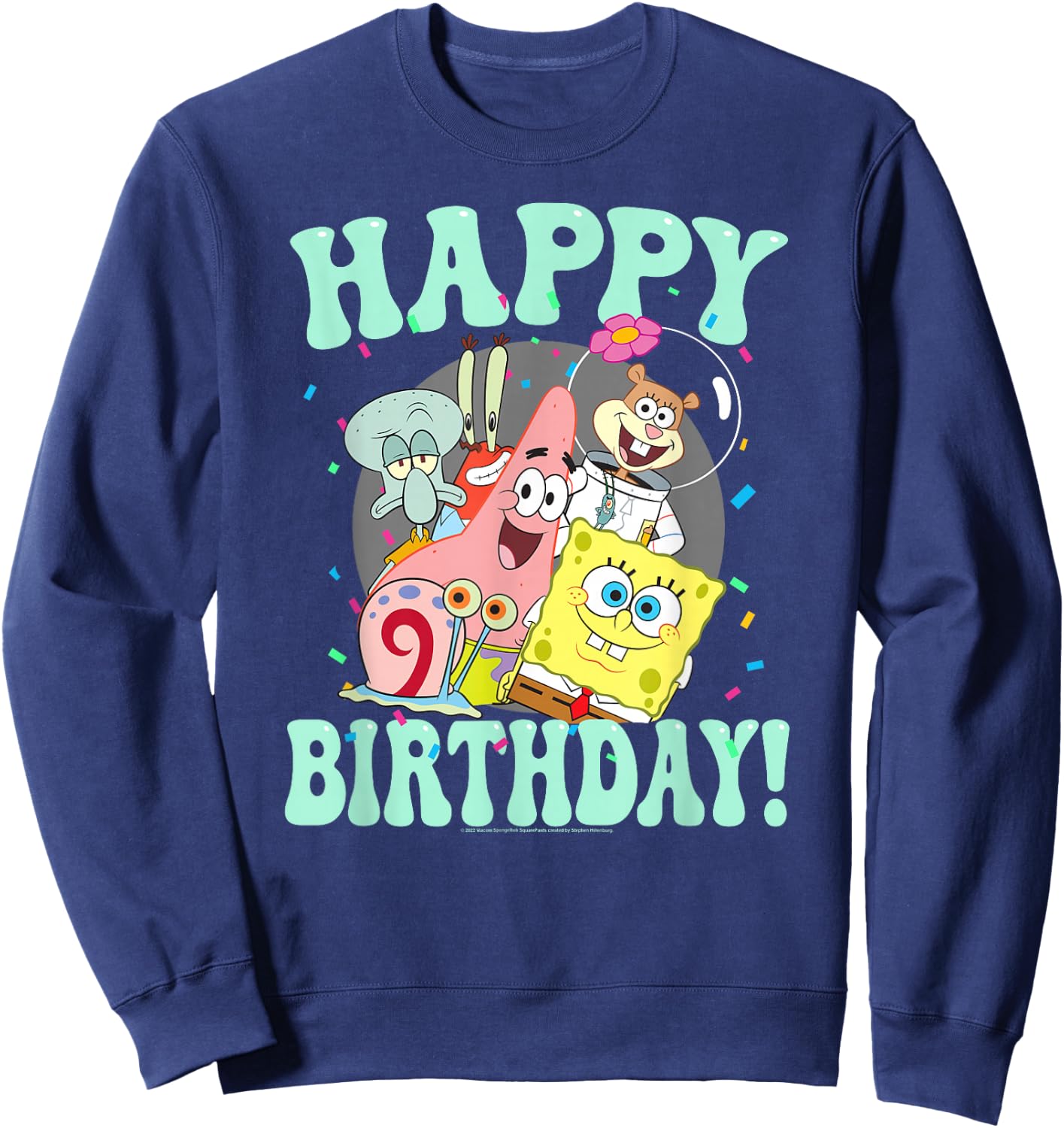 SpongeBob SquarePants Happy Birthday Sandy Patrick Squidward Sweatshirt - Sweatshirt | Navy