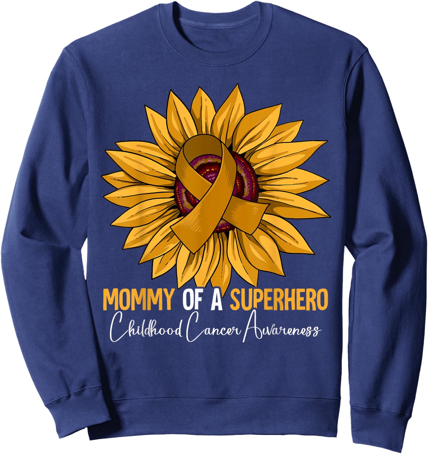 Mom Mother Childhood Cancer Awareness Sweatshirt - Sweatshirt | Navy