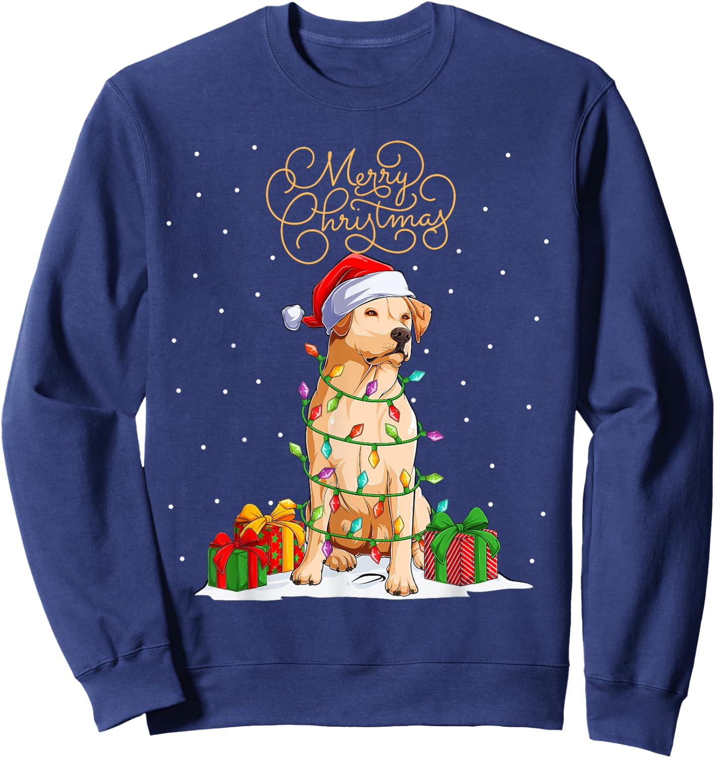 Labrador Retriever Merry Christmas Xmas Lab Christmas Dog Sweatshirt - Sweatshirt | Navy