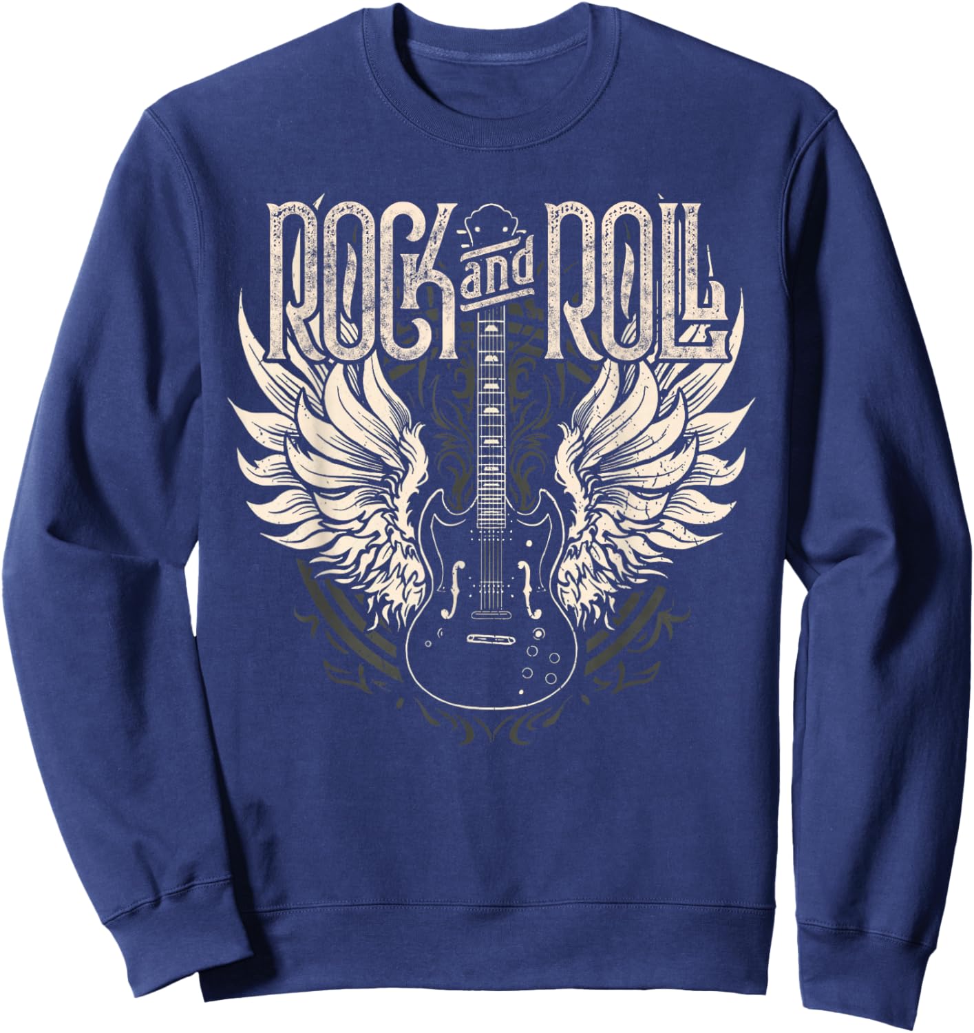 Rock and Roll Electric Guitar Wings Music Concert Guitarist Sweatshirt - Sweatshirt | Navy
