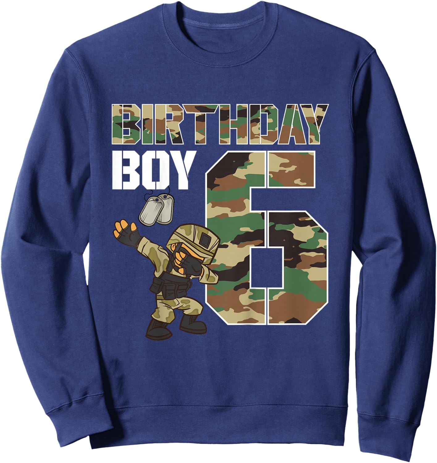Kids 6 Year Old Boy Military Army 6th Birthday Boy Matching Sweatshirt - Sweatshirt | Navy