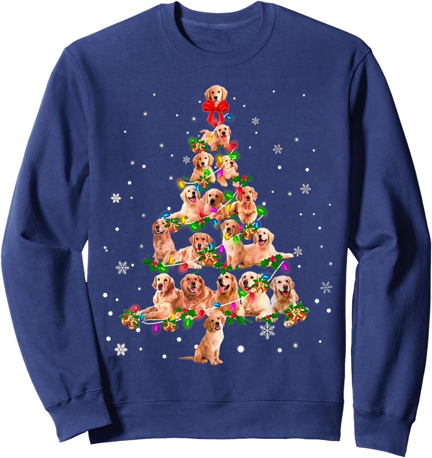 Cute Golden Retriever Dog Christmas Tree Gift Decor Xmas Men Women Kids Sweatshirt - Sweatshirt | Navy