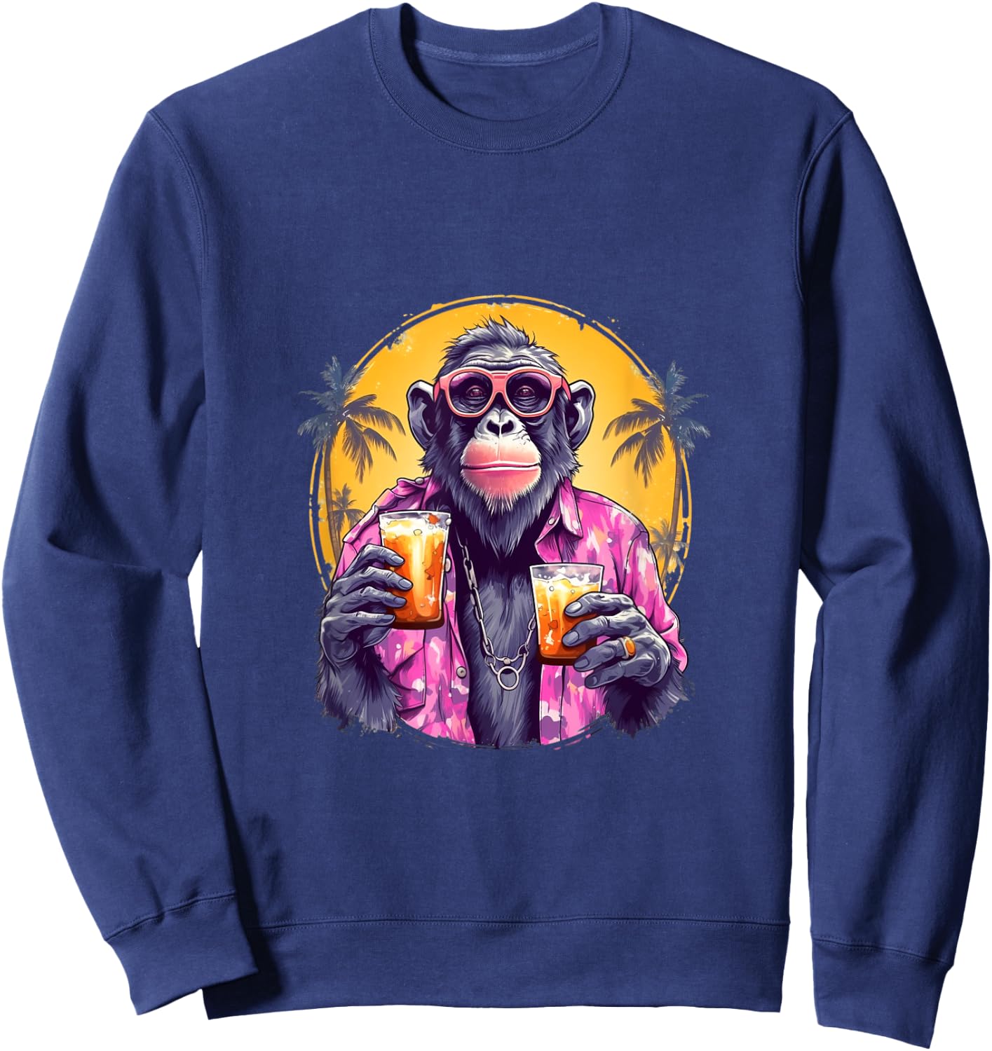Monkey Drinking Beer Funny Beer Drinker Drunk Gorilla Ape Sweatshirt - Sweatshirt | Navy