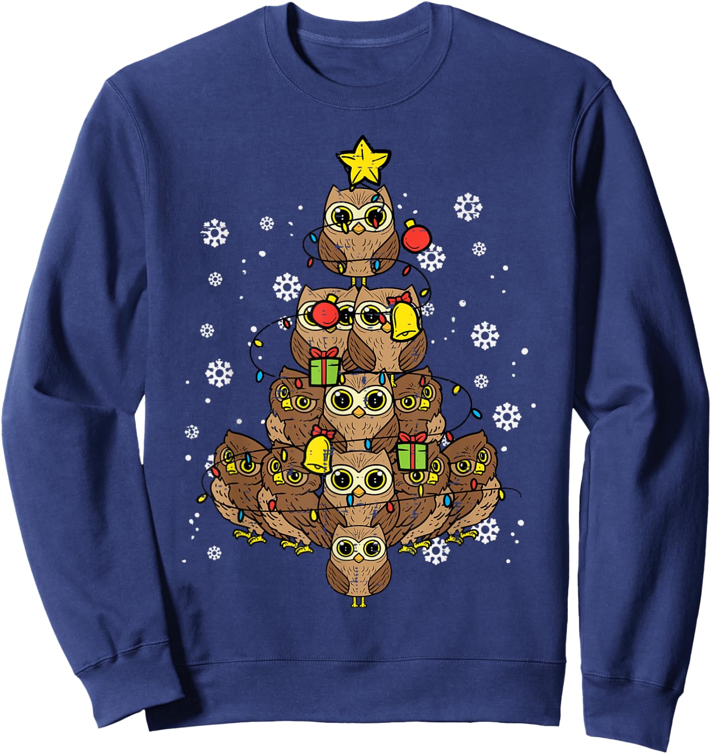 Owls Christmas Tree Cute Xmas Bird Animal Men Women Kids Sweatshirt - Sweatshirt | Navy