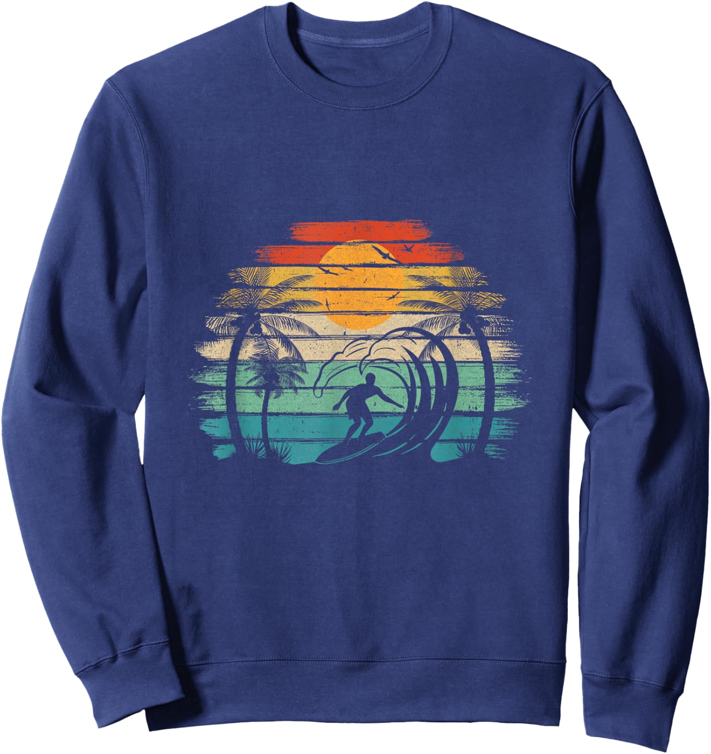 Retro Vintage Surfboard Surfing Surfboarder Wave Surfer Sweatshirt - Sweatshirt | Navy