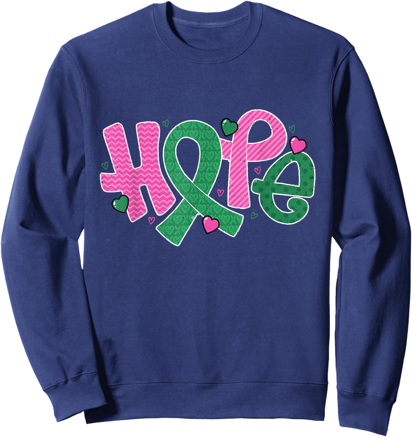 Liver and Breast Cancer Hope October Cancer Awareness Month Sweatshirt - Sweatshirt | Navy