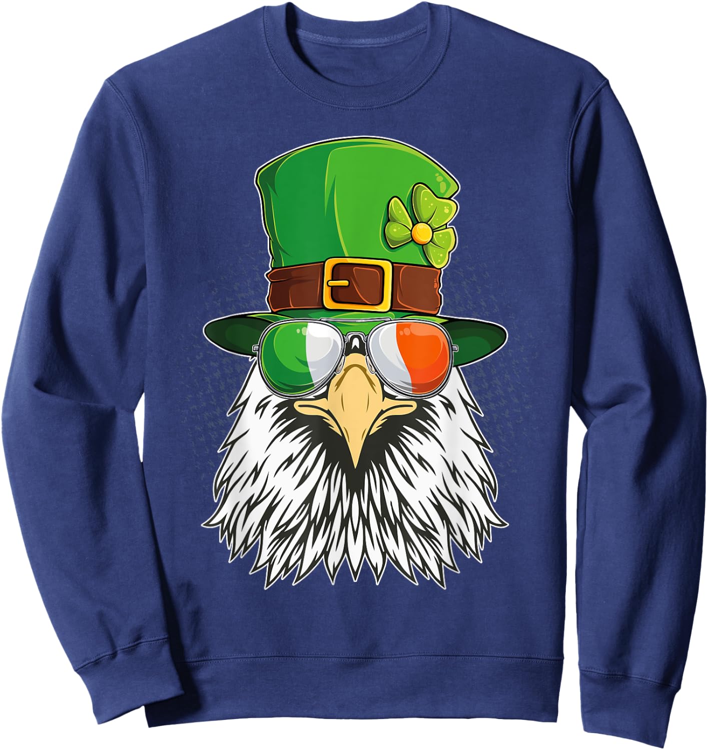 St Patricks Day Irish Eagle Leprechaun Shamrock Sweatshirt - Sweatshirt | Navy