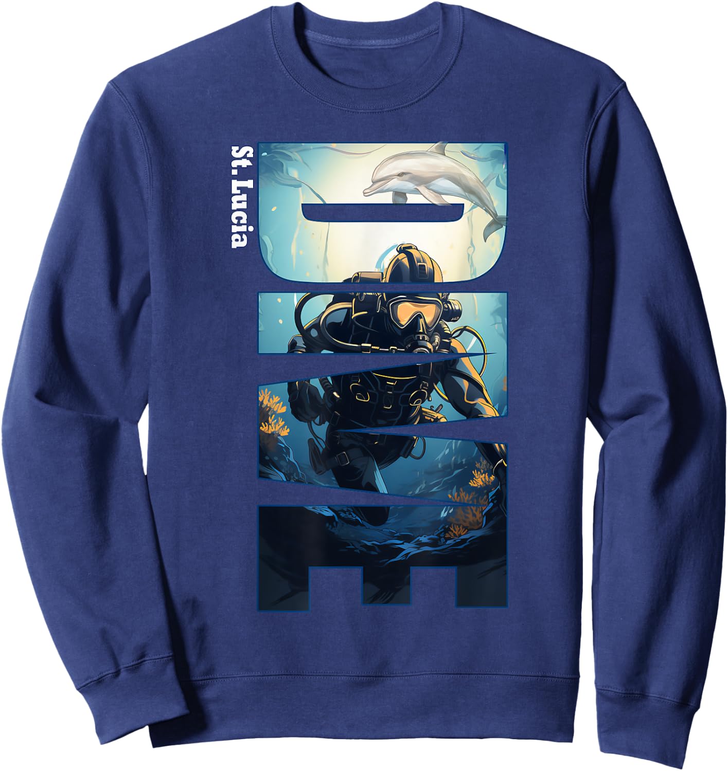 DIVE St. Lucia SCUBA Diving Snorkeling Sweatshirt - Sweatshirt | Navy
