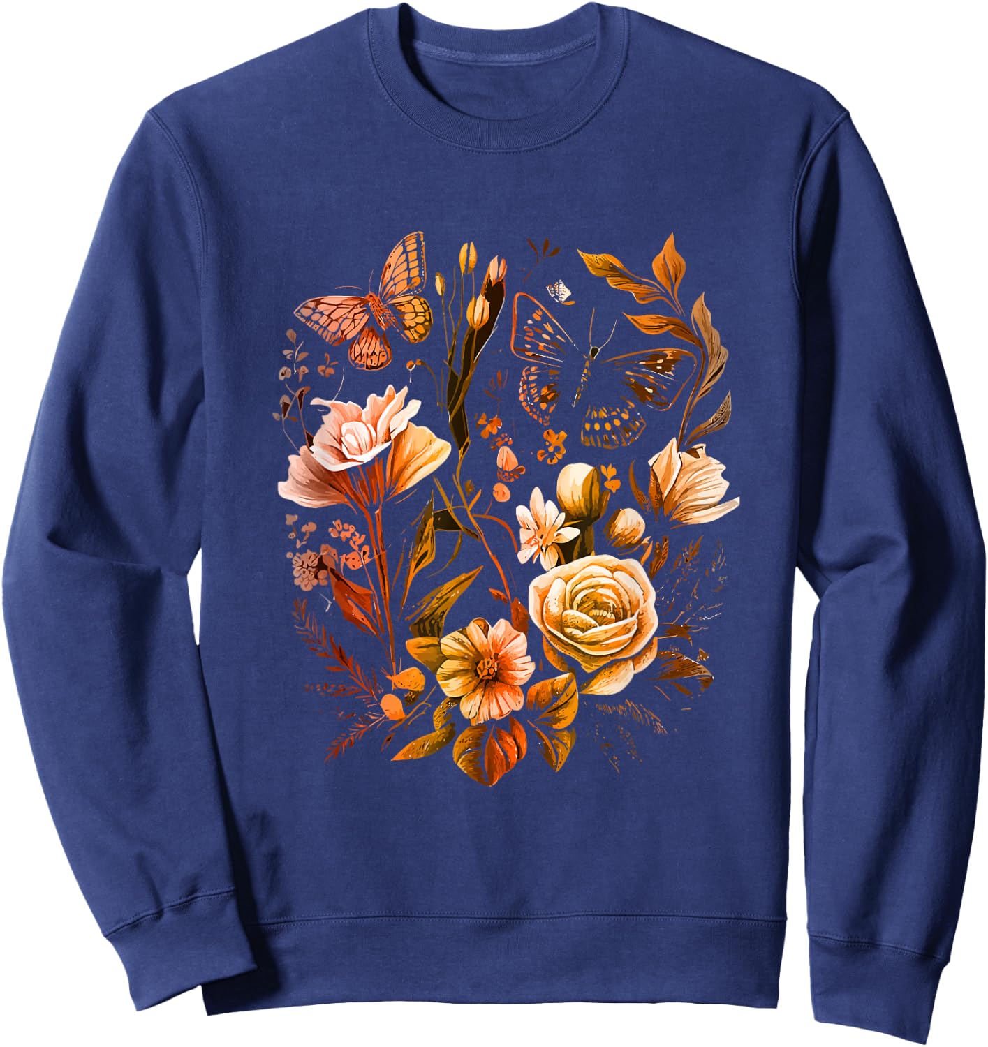 Insect Flower Floral Monarch Butterfly Monarch Butterflies Sweatshirt - Sweatshirt | Navy