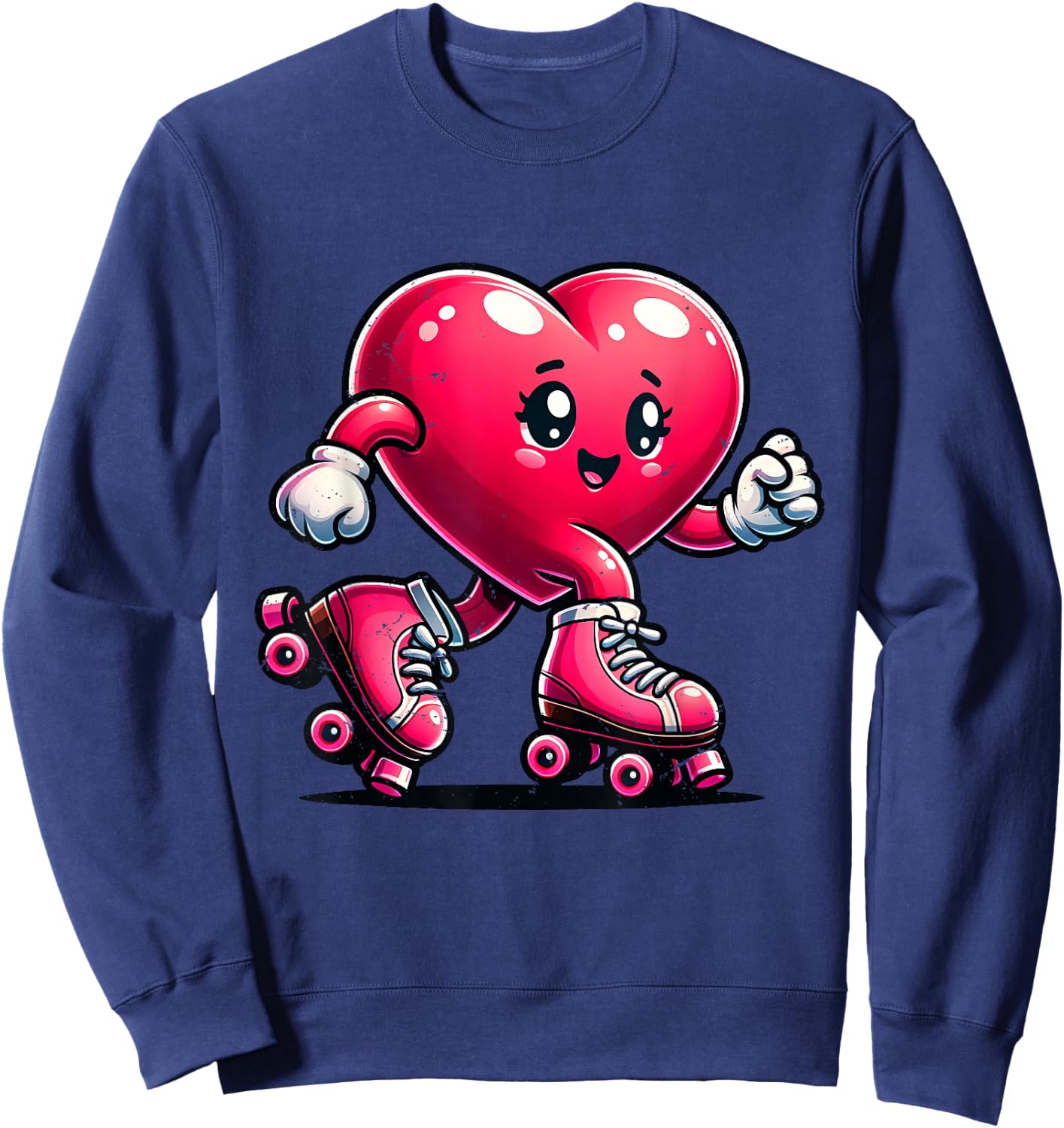 Roller Skate Valentines Day Heart Lover Girls Women Skating Sweatshirt - Sweatshirt | Navy