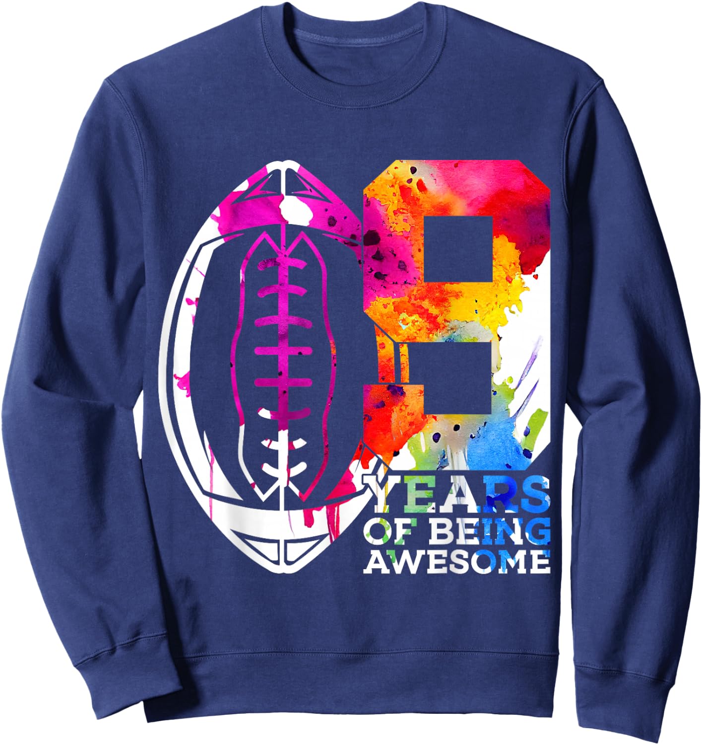 9 Years of Being Awesome Football 9th Birthday Sweatshirt - Sweatshirt | Navy