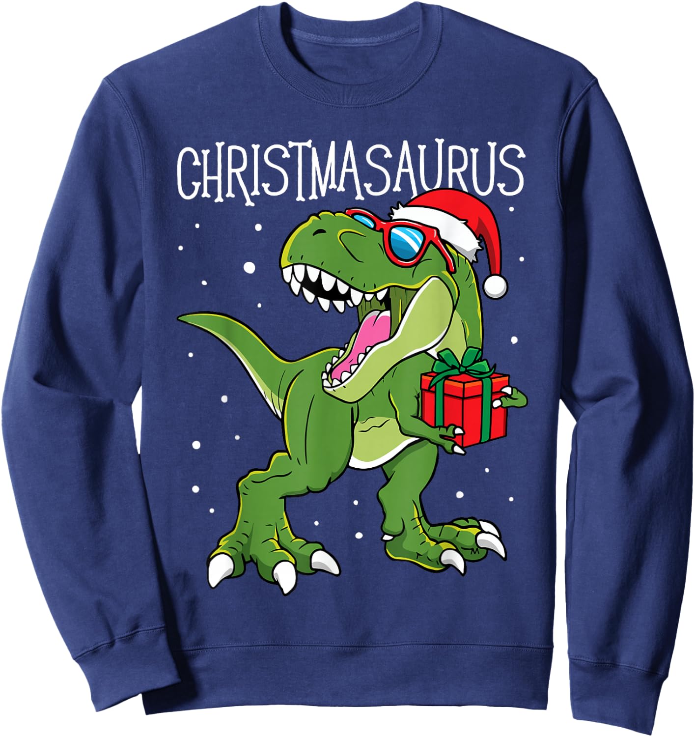 Boys Christmasaurus Christmas Dinosaur Dino Family Matching Sweatshirt - Sweatshirt | Navy