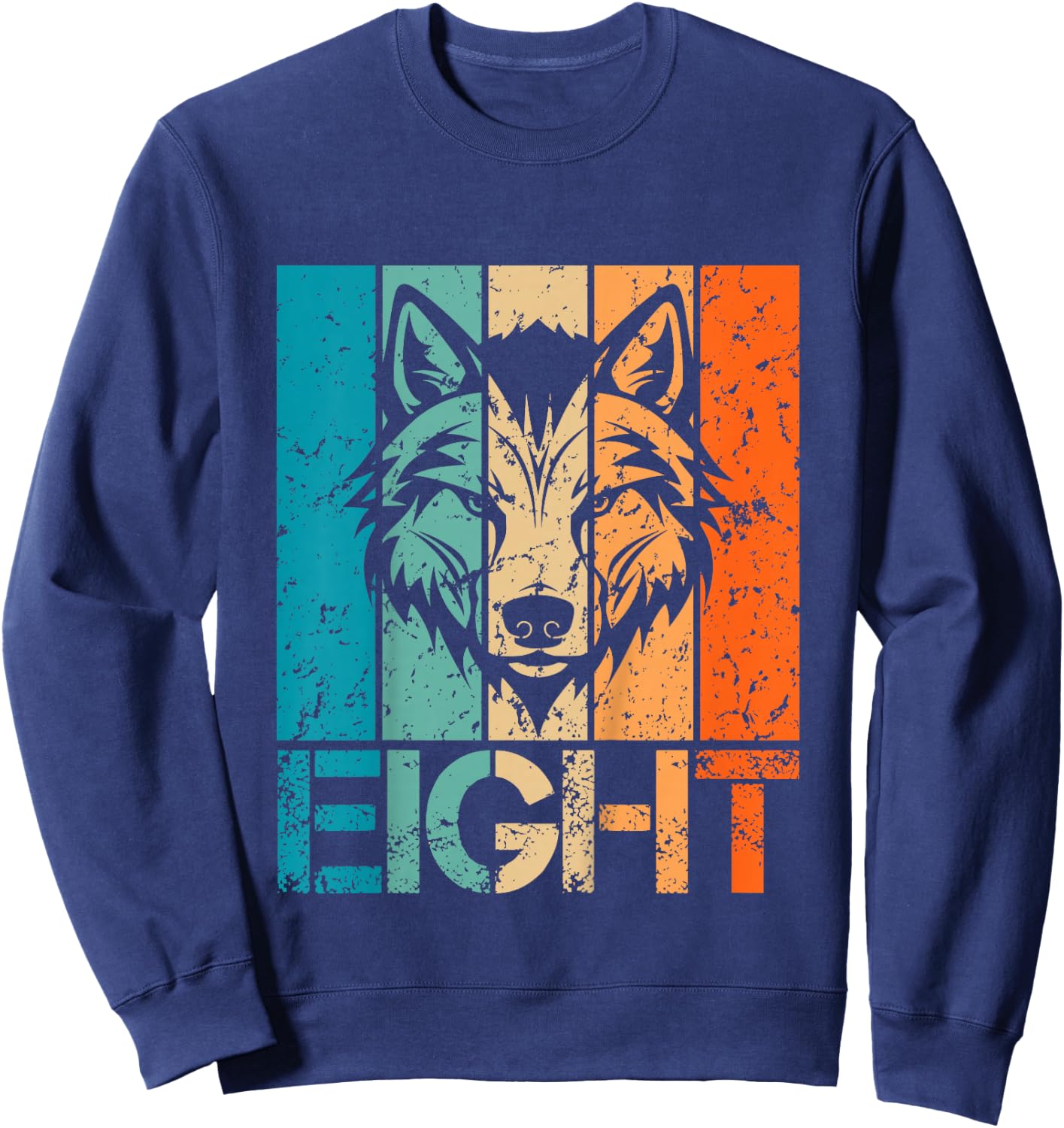 Funny 8th Wolf Birthday 8 Year Old Birthday Wolf Sweatshirt - Sweatshirt | Navy