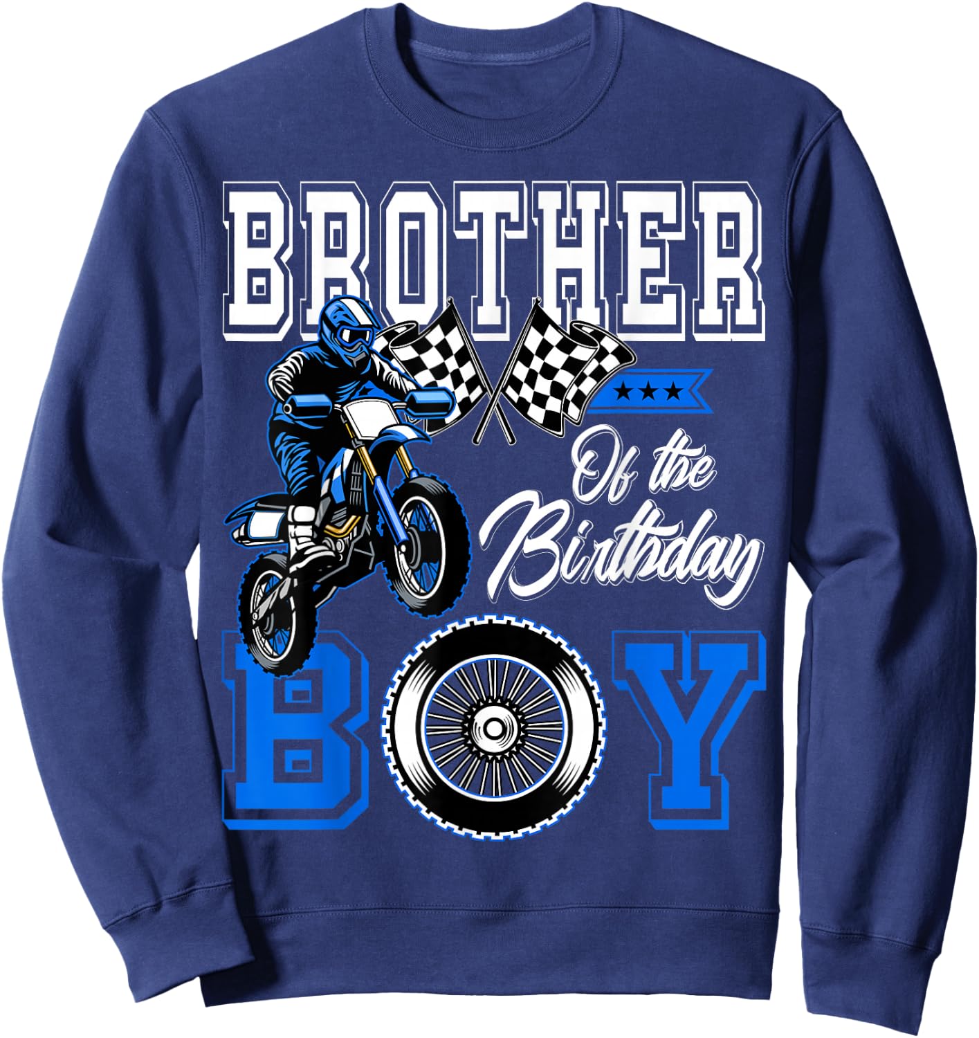 Brother of the Birthday Boy Dirt Bike Metching Family Party Sweatshirt - Sweatshirt | Navy