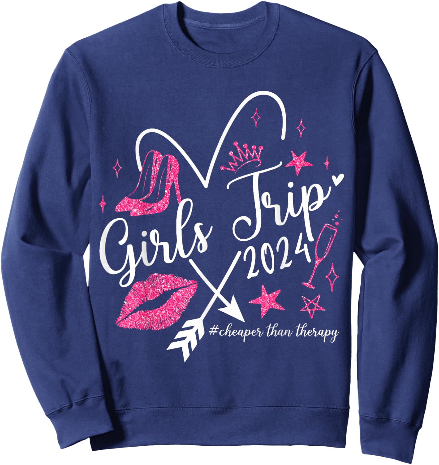 Funny Girls Trip 2024 Summer Vacation Girls Weekend Sweatshirt - Sweatshirt | Navy