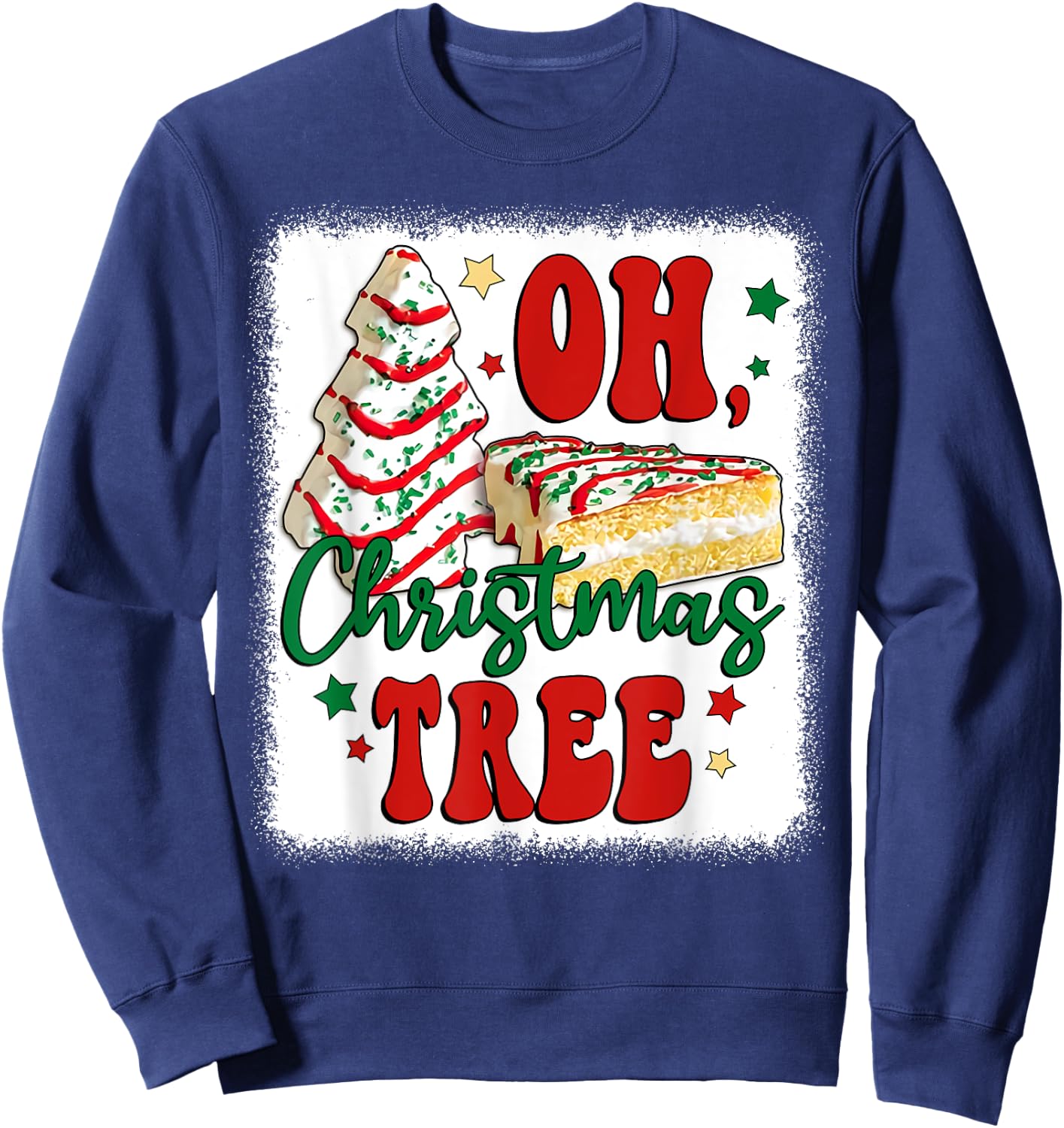 Oh Christmas Tree Cakes Debbie Becky Jen Groovy Retro Pajama Sweatshirt - Sweatshirt | Navy