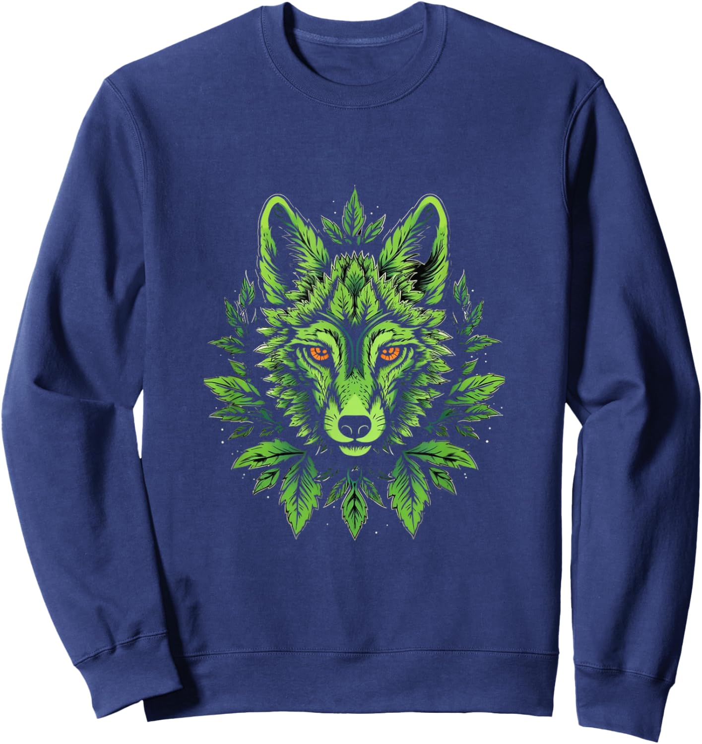 Wolf Cannabis Weed Leaf Marijuana 420 Stoner Wolves Lover Sweatshirt - Sweatshirt | Navy