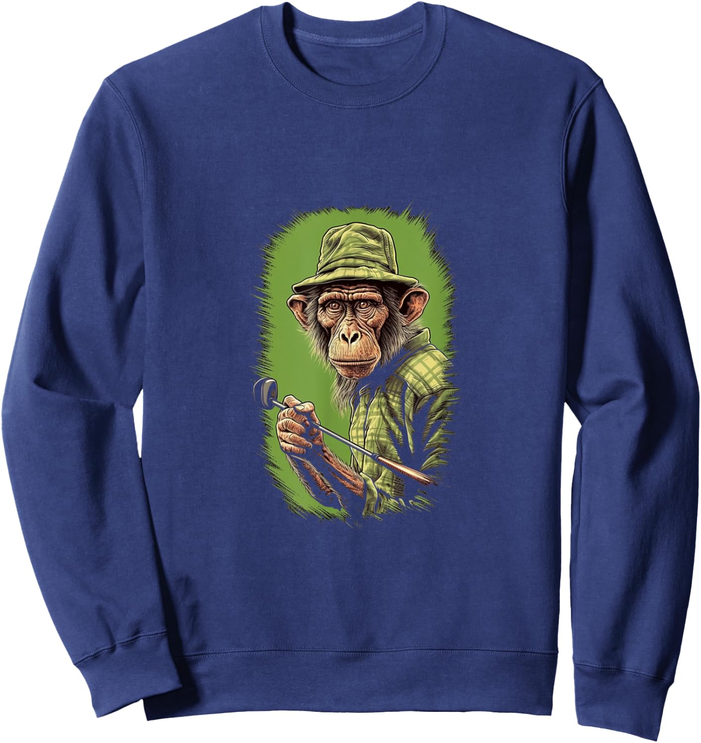 Golfer Monkey Golf Club Golf Player Golfing Ape Primate Sweatshirt - Sweatshirt | Navy