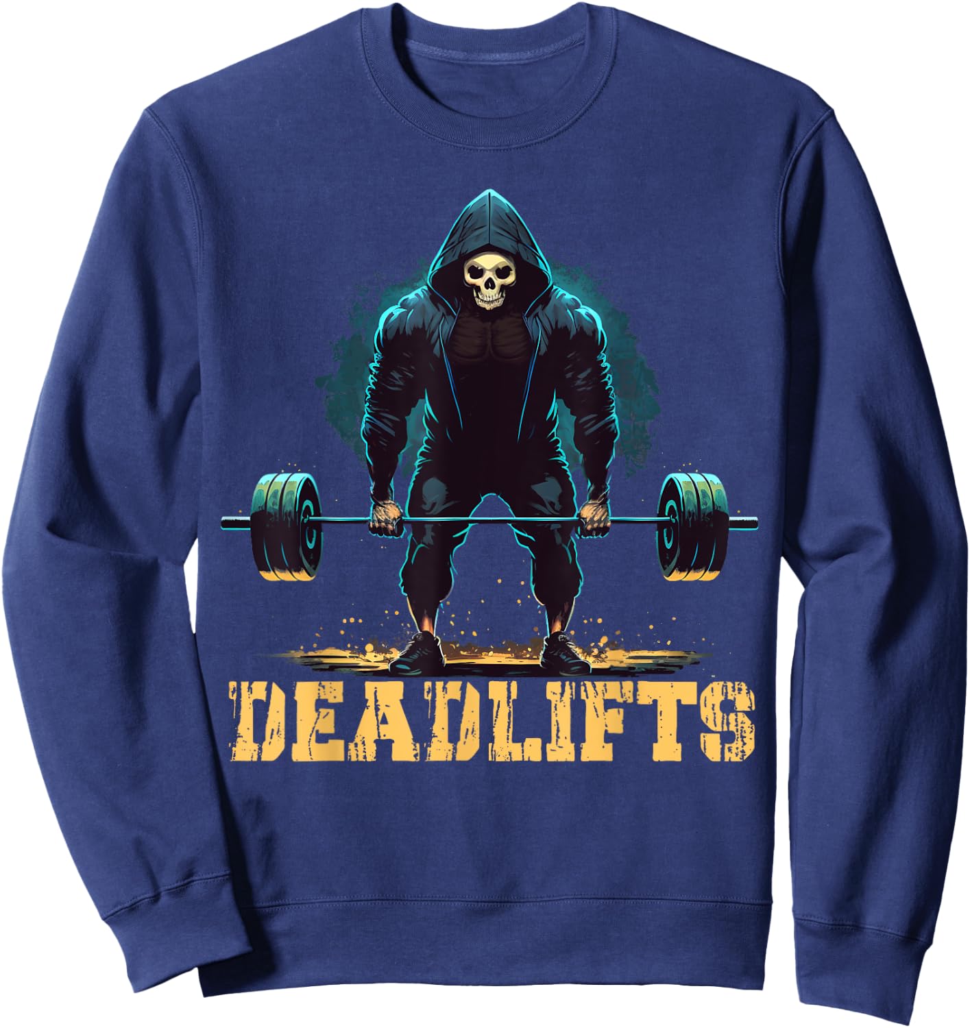Deadlifts Gym Leg Day Grim Reaper Deadlifting Weights Sweatshirt - Sweatshirt | Navy