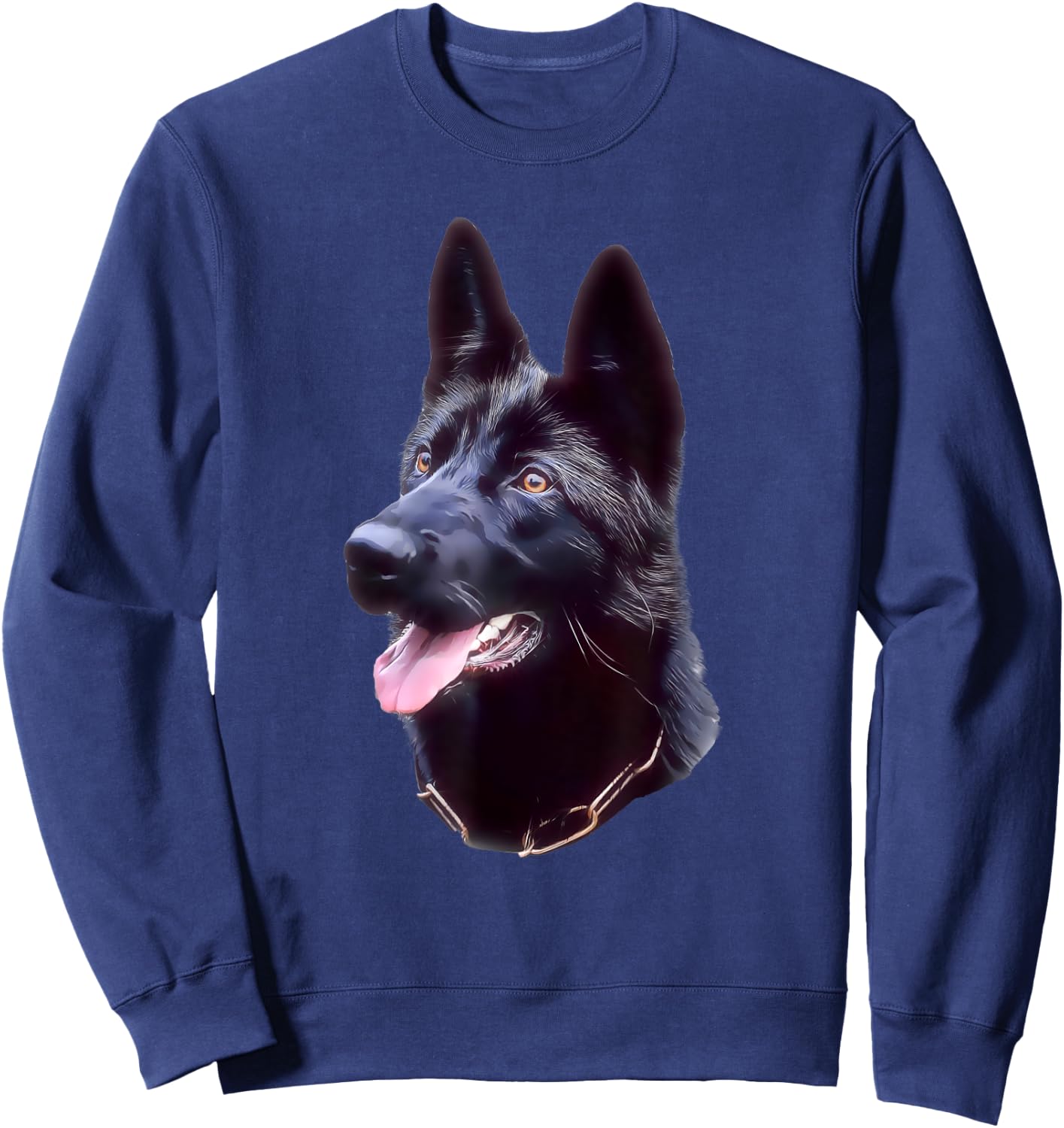 Black German shepherd portrait art, black shepherd owner Sweatshirt - Sweatshirt | Navy