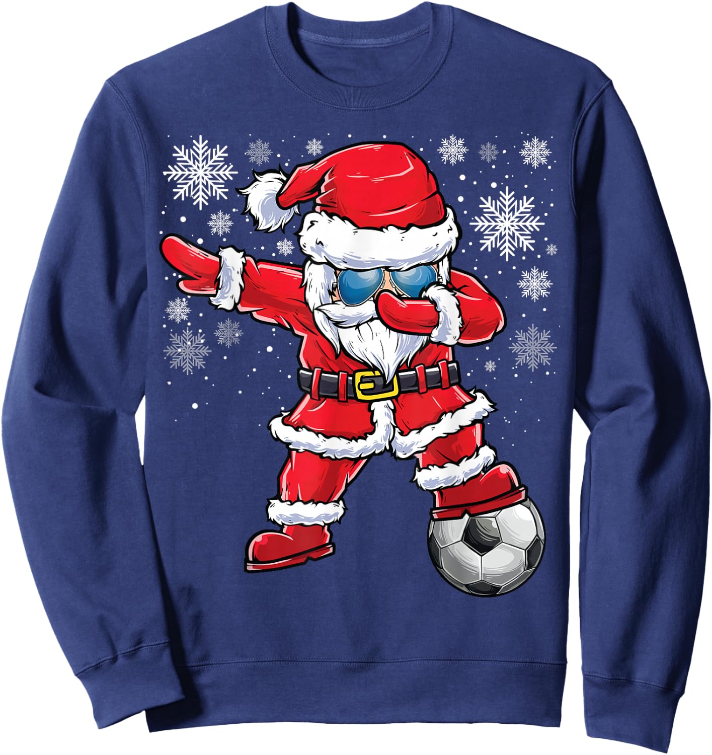 Dabbing Santa Boys Girls Funny Soccer Player Christmas Sweatshirt - Sweatshirt | Navy