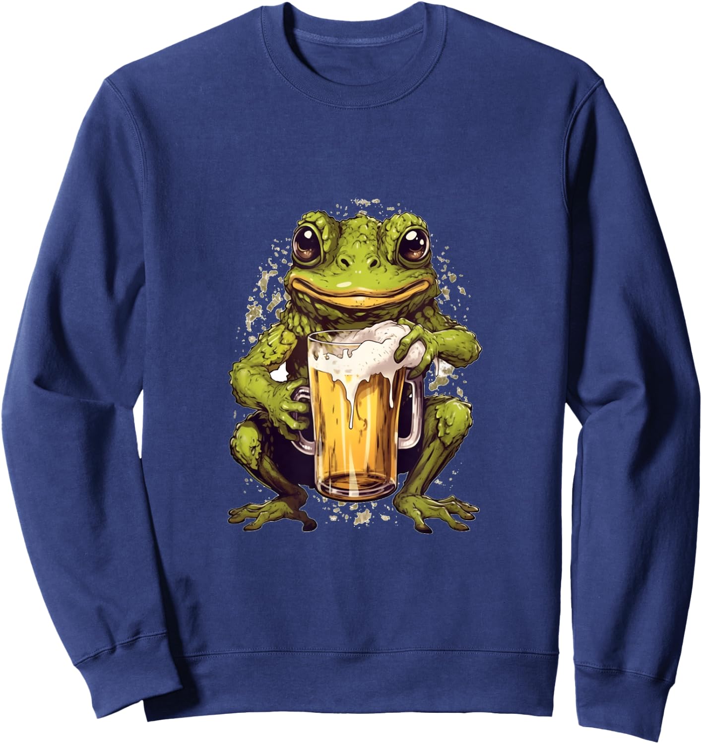 Frog Beer Drinking Funny Beer Drinker Frogs Toad Amphibian Sweatshirt - Sweatshirt | Navy