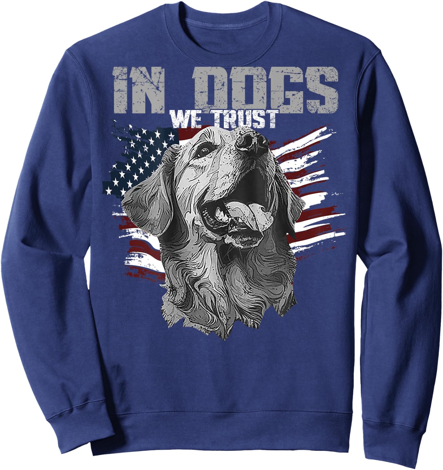 Golden Retriever In Dogs We Trust (on back) Sweatshirt - Sweatshirt | Navy