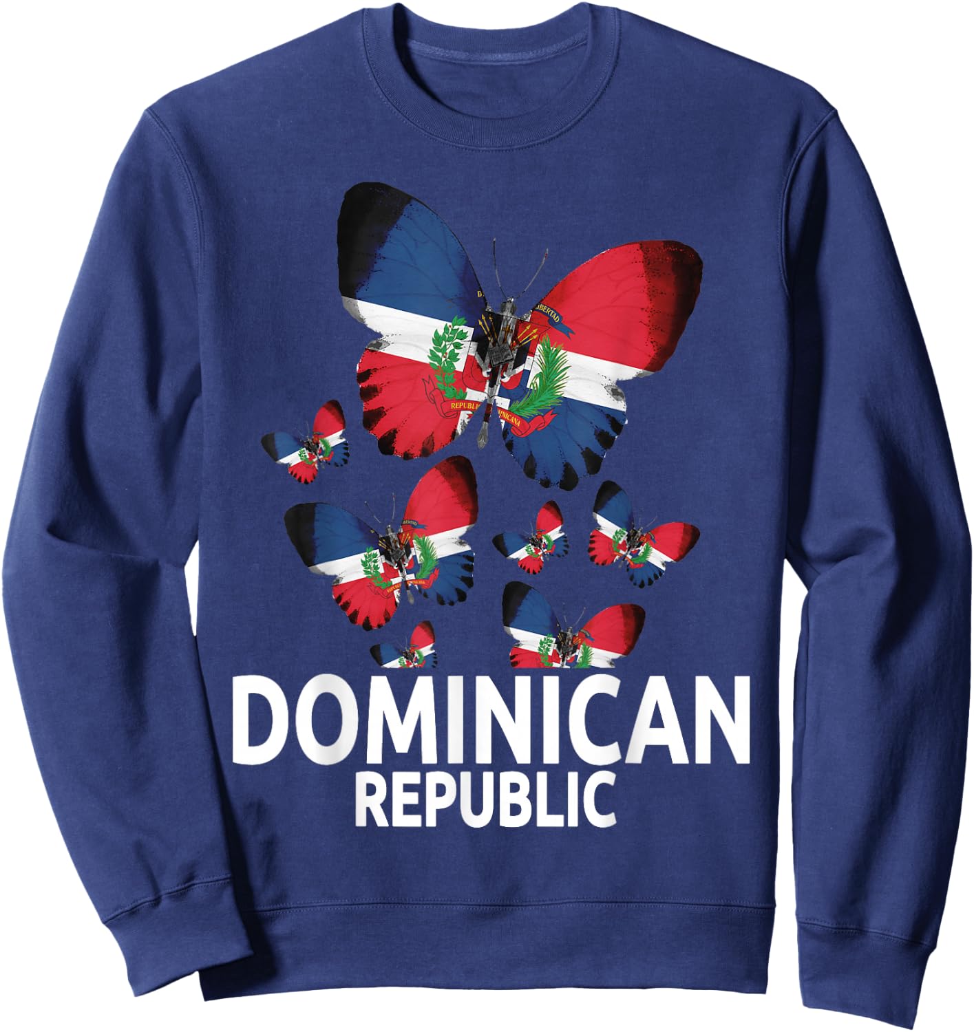 Republica Dominicana Butterfly & Dominican Flag Sweatshirt - Sweatshirt | Navy